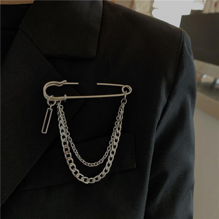 

Pins, Brooches Fashion Square Chain Pin Brooch Suit Accessories All-match Female