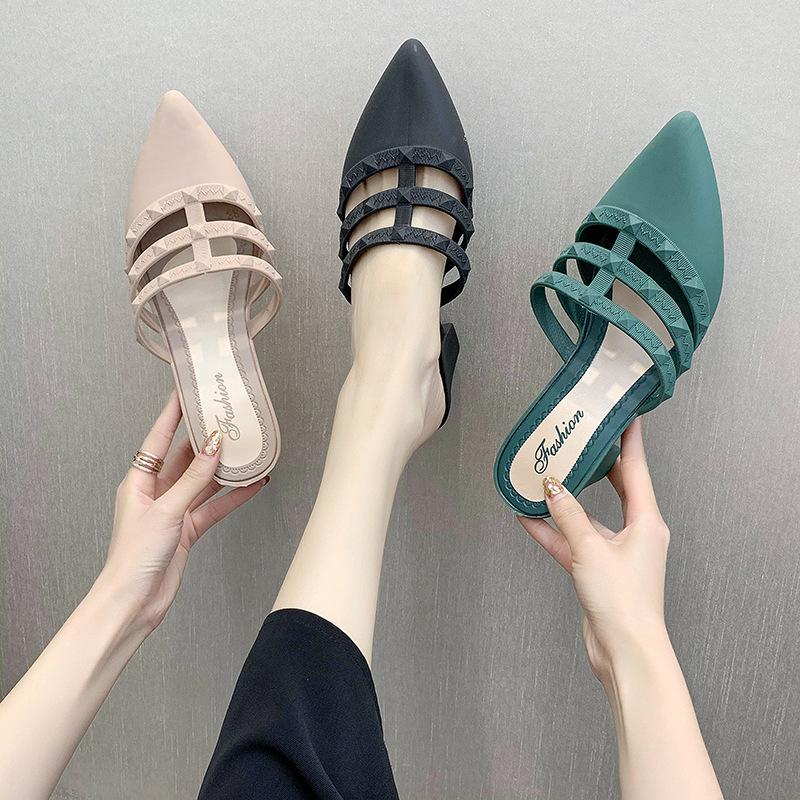 

Summer Women Platform Sandals rivet Slippers Fashion Female Designer Plus Size Cute Slides Ladides Wedges Massage Shoes heels, Beige