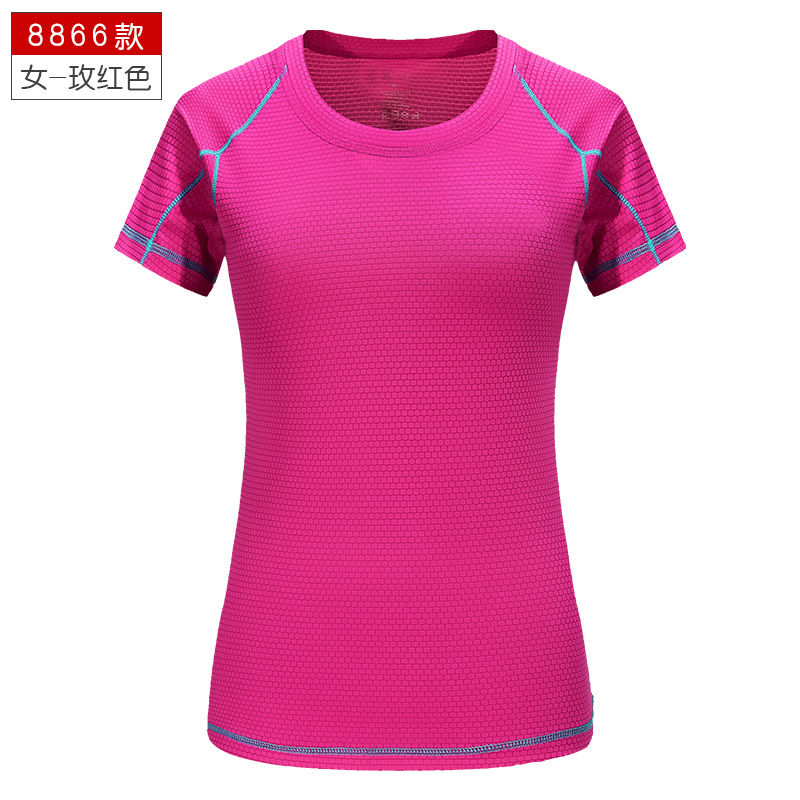 

Quick-drying short-sleeved pink loose suit summer outdoor female sports t-shirt, Black;yellow