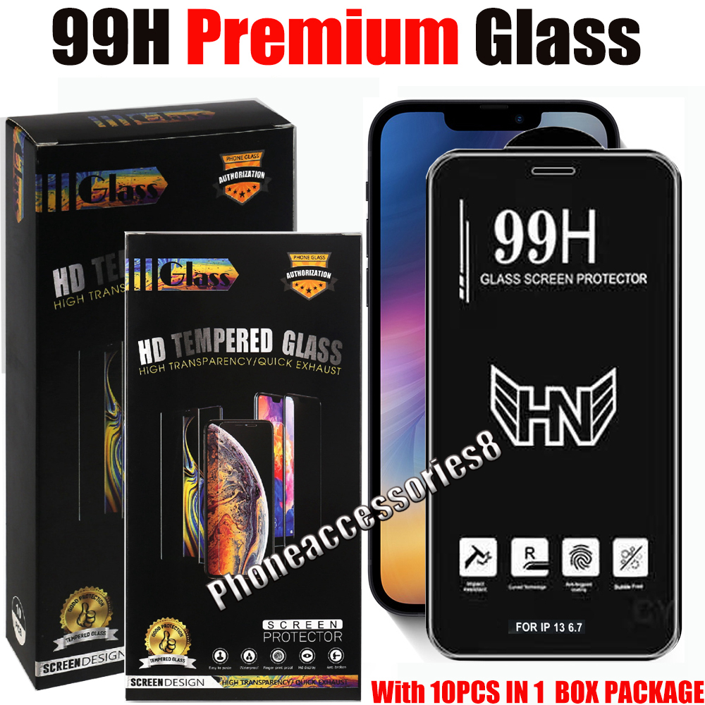 

99H Premiun Quality Tempered Glass phone screen protector for iPhone 13 12 11 PRO MAX XR XS 6 7 8 Plus Samsung A02 A12 A22 A32 A42 A52 A72 A92 with retail pack