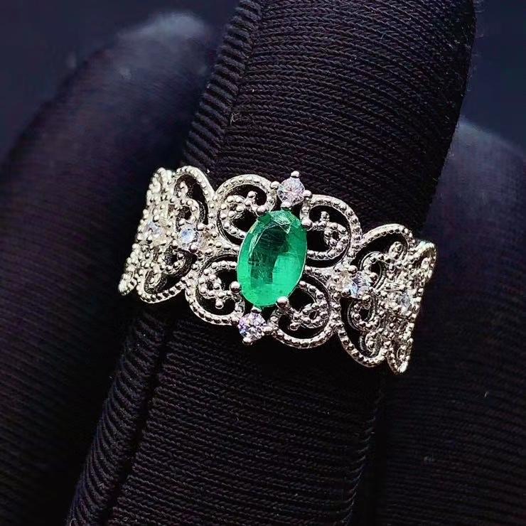 

Cluster Rings CoLife Jewelry Vintage Emerald Ring For Daily Wear 4*6mm Natural Silver 925