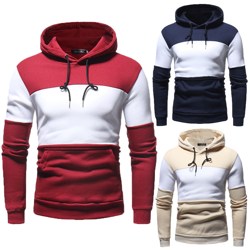 

Men's Sweatshirts Students Sportswear Patchwork Contrast Hoodies Women Tracksuits Teenager Topshirt Couples Pullover Outerwear Outing Jersey, Khaki