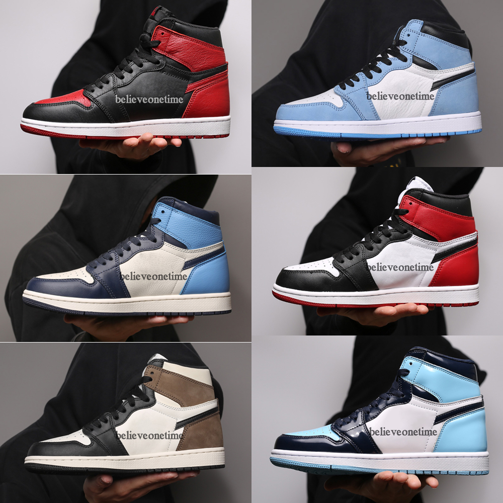 

Jumpman 1 High Chicago Black Toe Silver Shattered Backboard Away Bred Banned University Blue Dark Mocha Basketball Sneakers With big Us13,14, Pine green