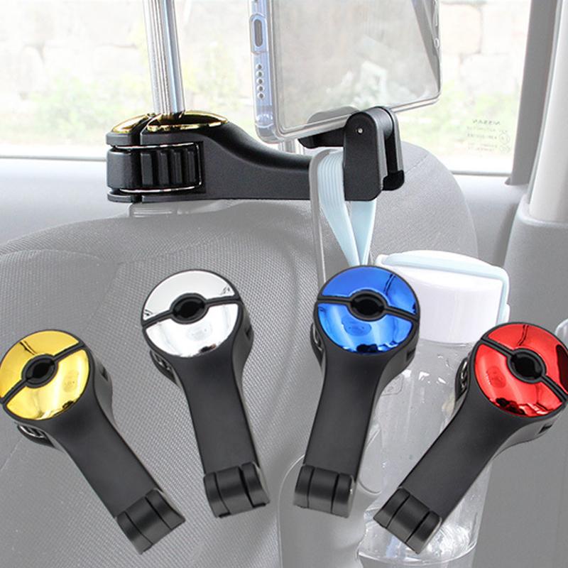 

Safety Belts & Accessories 2 In 1 Car Headrest Hook With Phone Holder Seat Back Hanger For Bag Handbag Purse Grocery Cloth Foldble Clips Org