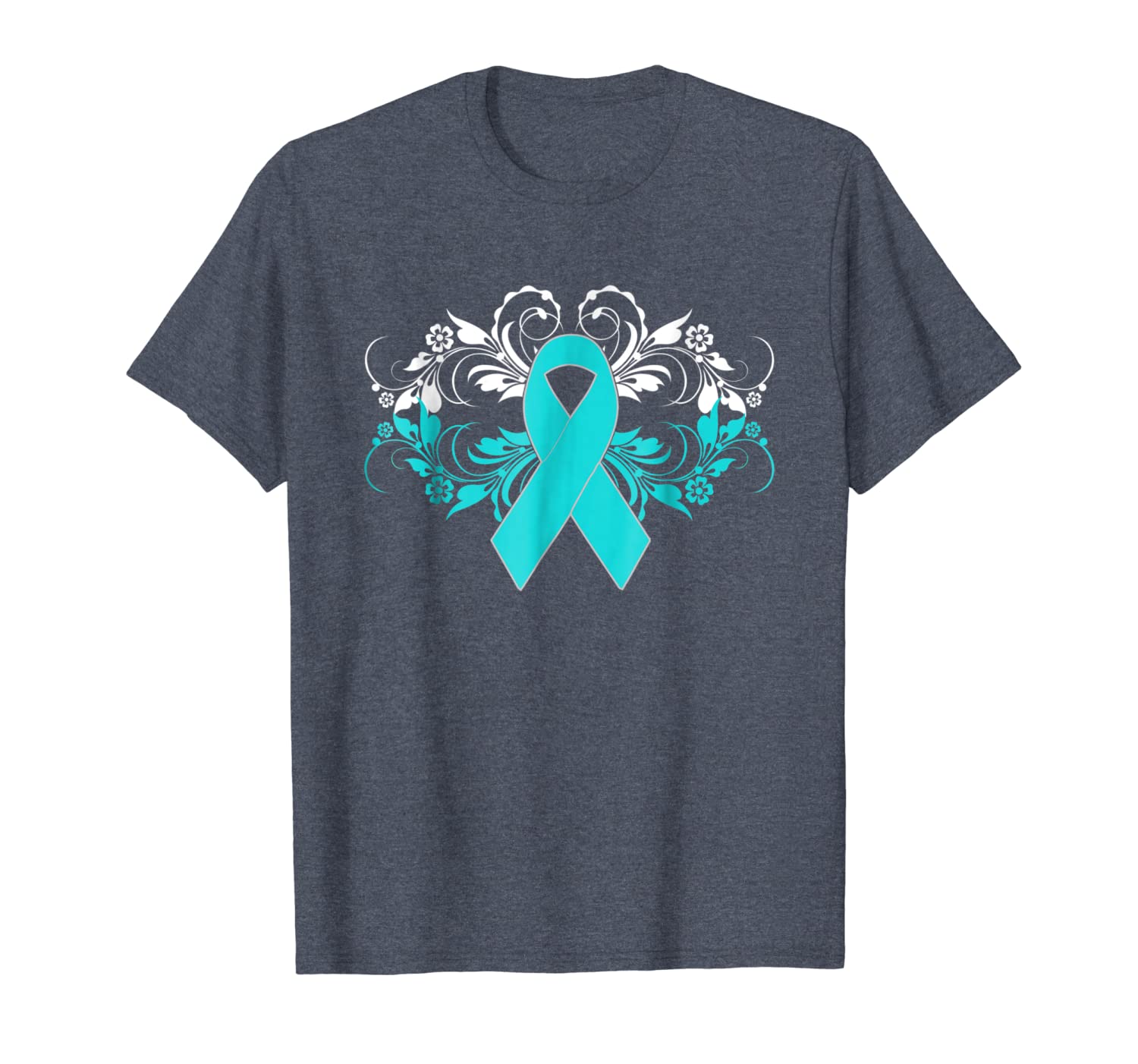 

ovarian cancer awareness support teal ribbon shirt, White;black