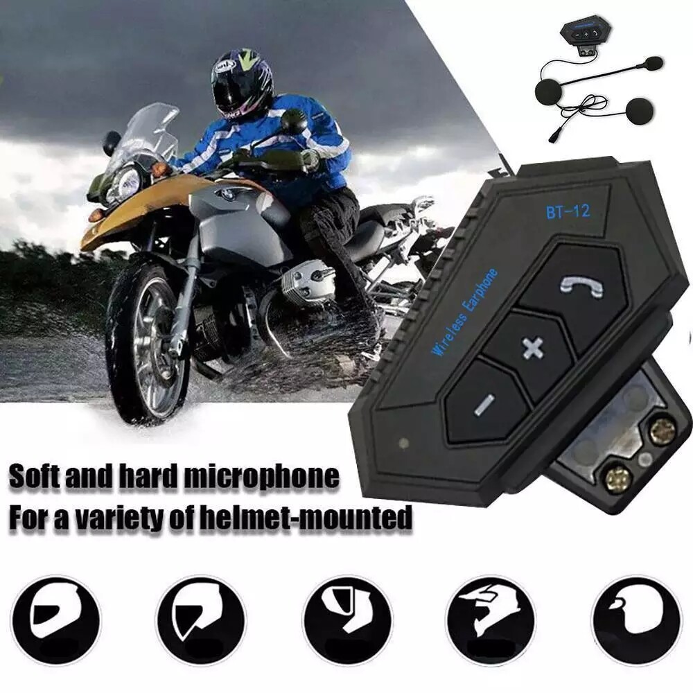 

[Stock in PH]BT-12 Anti-interference Motorcycle Helmet Headset Wireless Bluetooth Headphone Speaker, Black