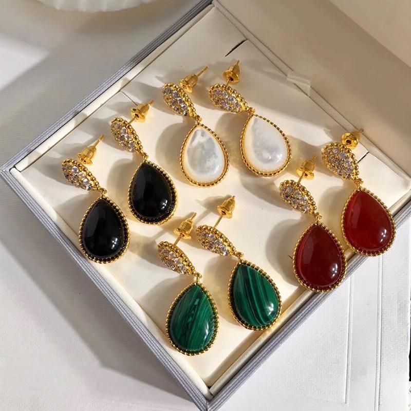 

Stud Brand Pure 925 Sterling Silver Jewelry For Women Water Drop Colorful Crystal Earrings Cute Sweet Jelly