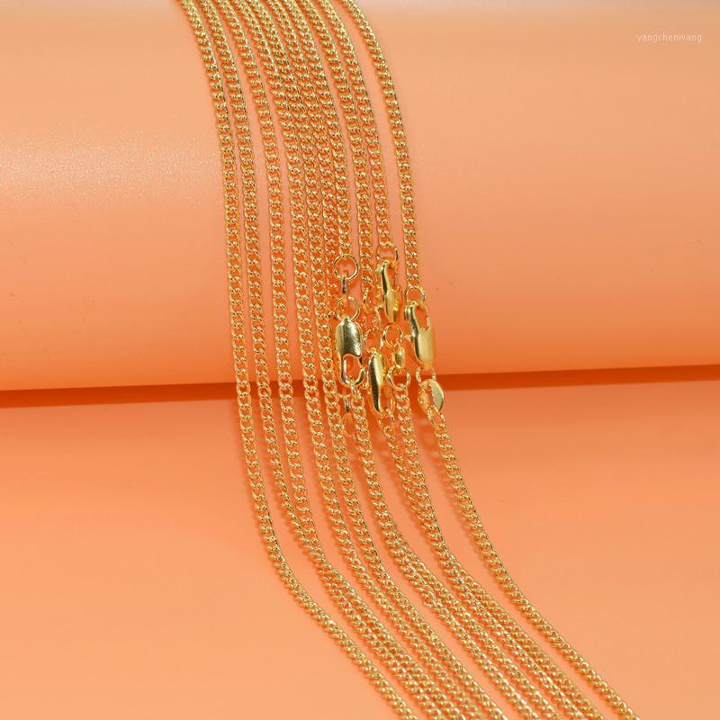 

10pcs Yellow Gold Color Flat Necklace With Flexible Lobster Clasps 16"-30" For Women Chains