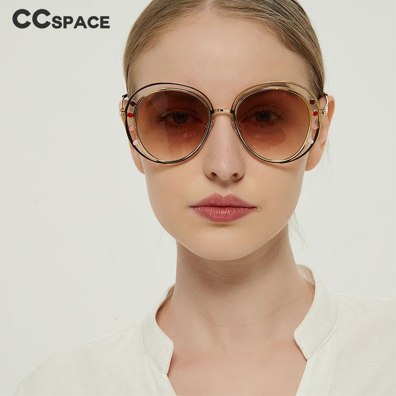 

Sunglasses 49657 Round Big Frame Metal Fashion Designer Men And Women Shading Uv400 Retro Glasses