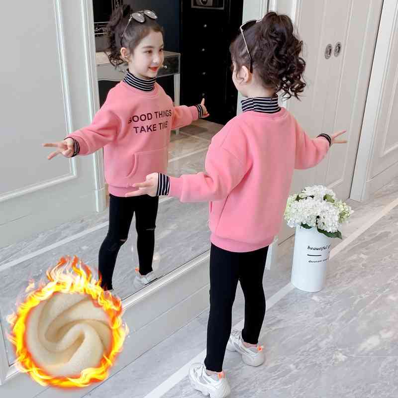 

Girls' winter clothes Plush sweater high collar spring and autumn thickened top 2021 new Korean trendy children's