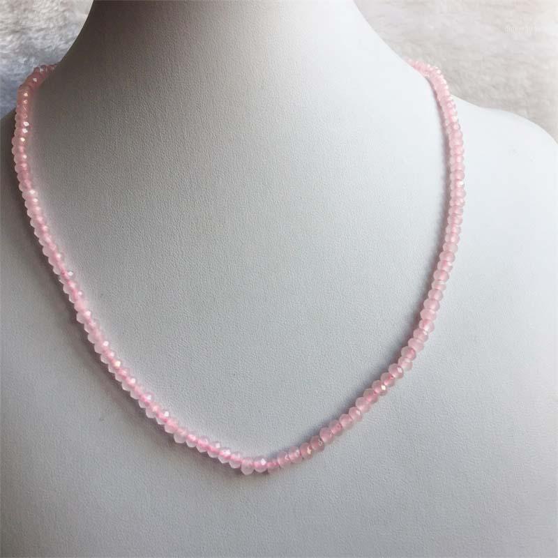 

Chains Elegant Pink Quartz Jades Choker Necklace Faceted Round Natural Gem Stone Wedding Gift For Women Charm Fashion Jewelry
