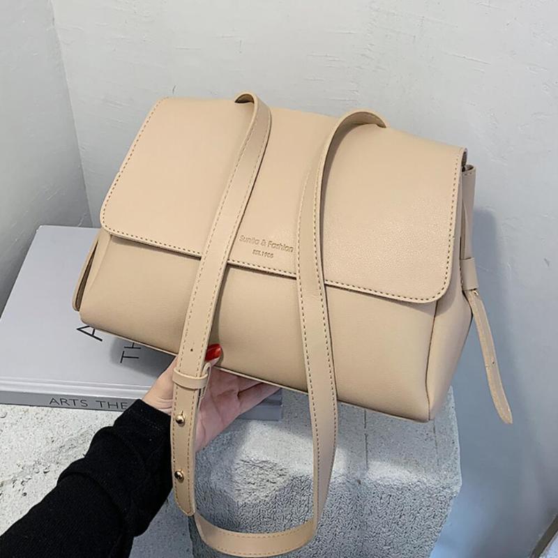 

Solid color Large Tote bag 2021 Fashion New High-quality PU Leather Women's Designer Handbag Casual Shoulder Messenger Bag, Black