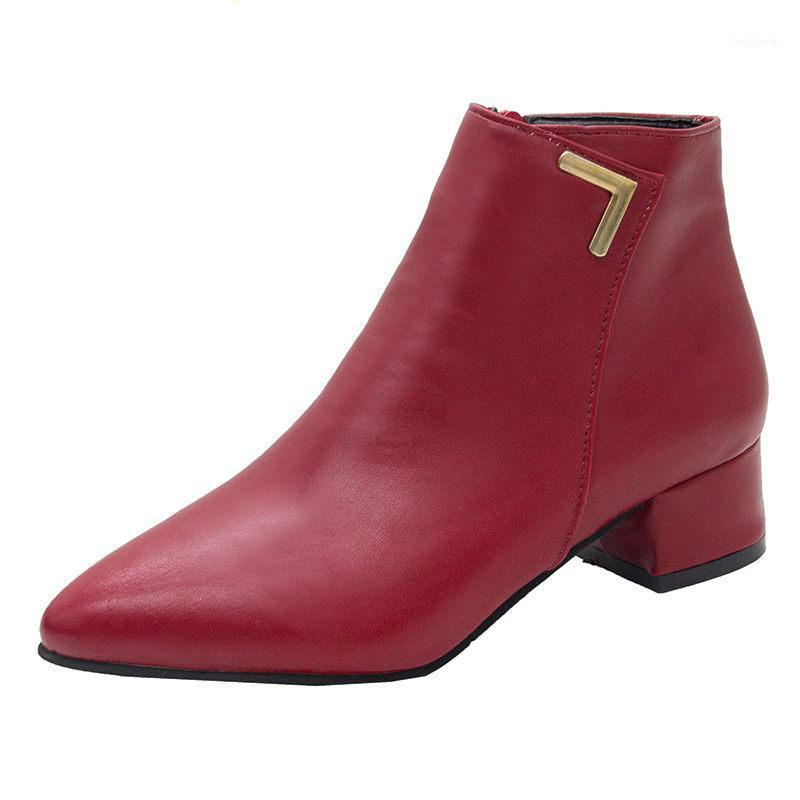 

Fashion Women Boots Casual Leather Low High Heels Spring Shoes Woman Pointed Toe Rubber Ankle Boots Black Red Zapatos Mujer1
