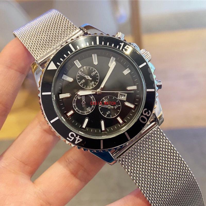 

2021 Top brand high quality boss watches for men quartz movement stainless steel mesh strap designer watches waterproof montre de luxe, Slivery;brown