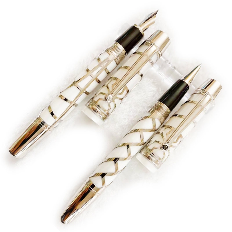 

PURE PEARL Pope Julius II Fountain/Rollerball Pen 0.7mm Nib high Quality Classic Nude Clip hollow out Barrel Writing Smooth Luxury Stationer