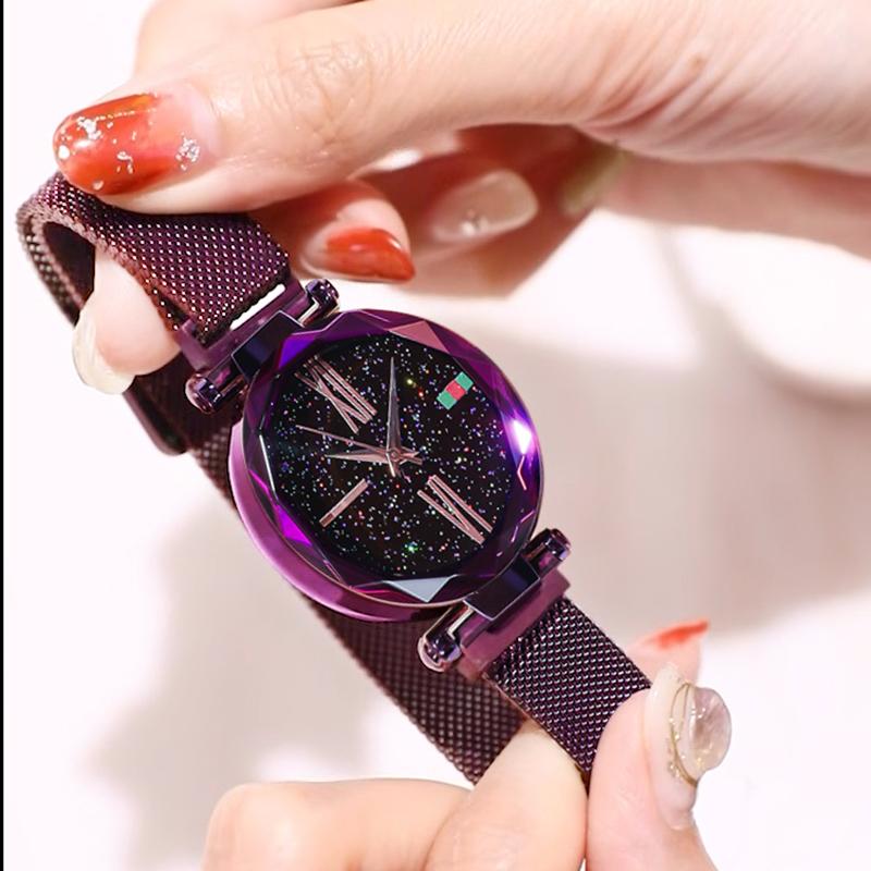 

Wristwatches SUNKTA Brand Fashion Four-color Mesh Band Creative Starry Sky Wrist Watch Casual Women Quartz Watches Gift Relogio Feminino+Box, Black