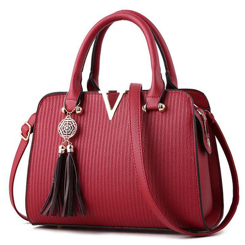 

Women Messenger Bags Tassel Designer Handbags Women New Big Famous Brands Pu Leather Shoulder Bags For Crossbody, Black
