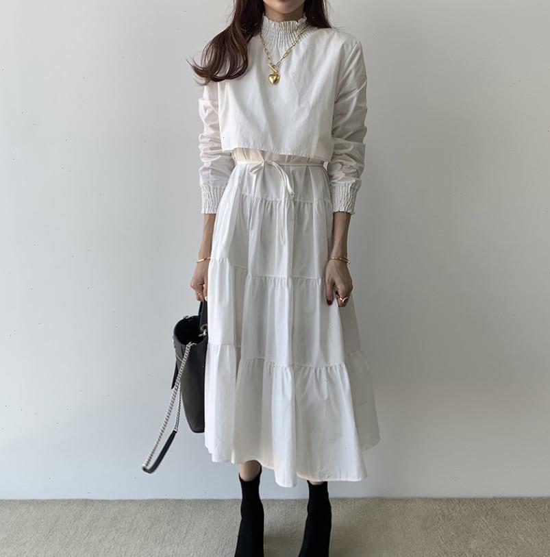 

stand collar long sleeve party white dresses office ladies work long dress female 2021 elegant solid maxi dress vestidos, Black;gray