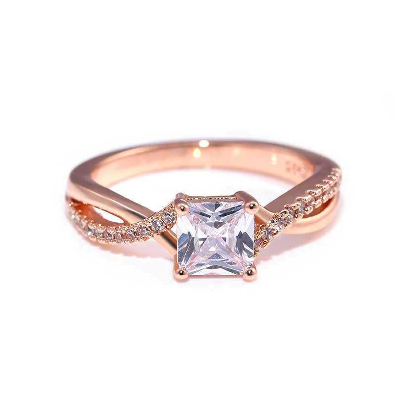 

Wedding Rings Size 6-10 White Rose Gold Color Women Jewelry Engagement Ring For