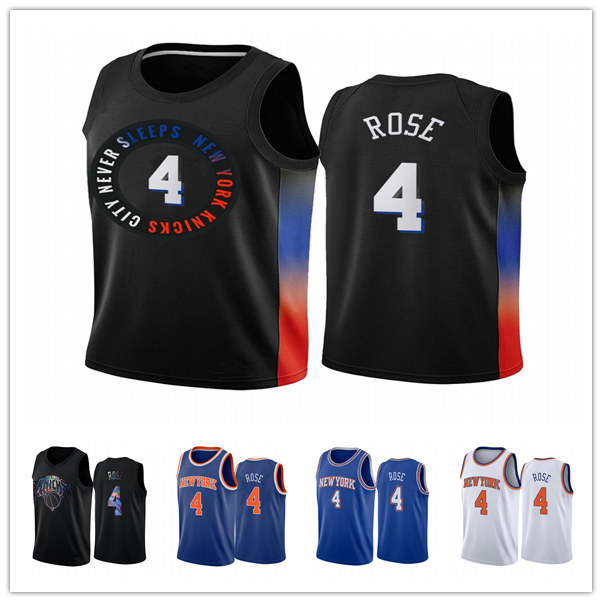 

Derrick Rose #4 New YorkKnicksMEN 2020-21 Black City basketball Jersey