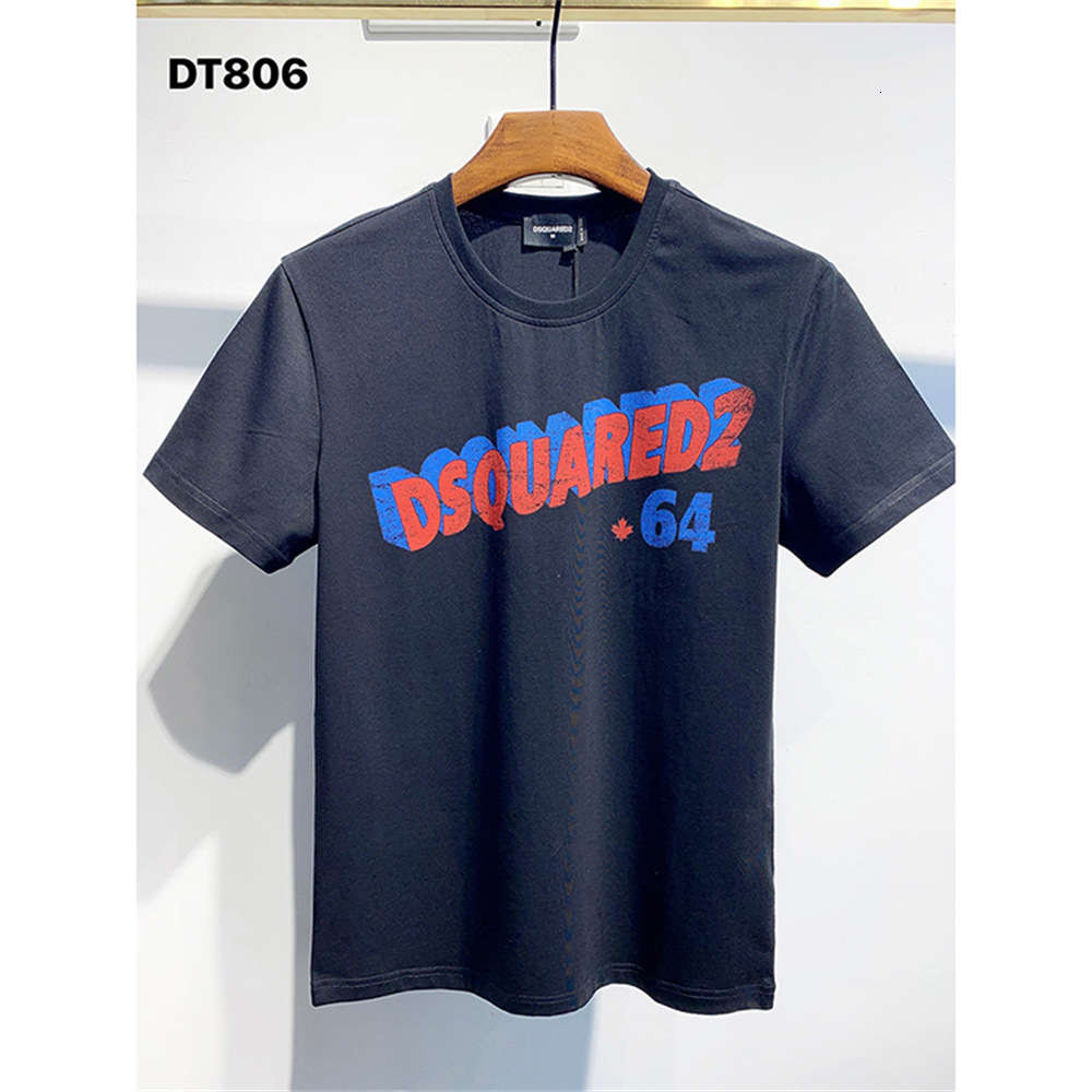 

Fashion Brand D2021 Loose Short Sleeve T-shirt Creative D2 Printing Men's and Women's Summer Italian Round Neck Top, White