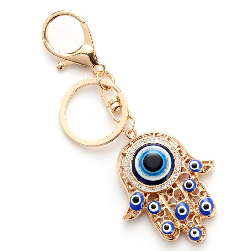

Fatima Hand Charm Blue Evil Eye Key Rings Keychain for Man Woman Lovers Gift