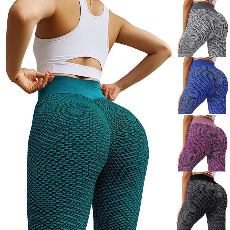 

Yoga Outfit Women's Ruched BuLifting High Waist Pants Tummy Control Stretch Leggings Workout Textured Booty Tights Dropshipipng