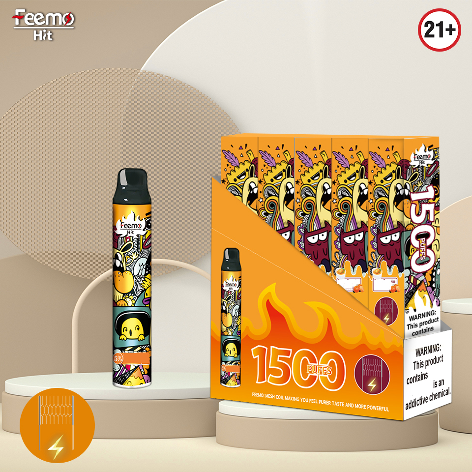 

Original Feemo Hit Disposable Vape E cigarettes 1500puffs pen 6.5 ml Mesh coil pods Cartridge 950mah battery Device pk Geek Bar