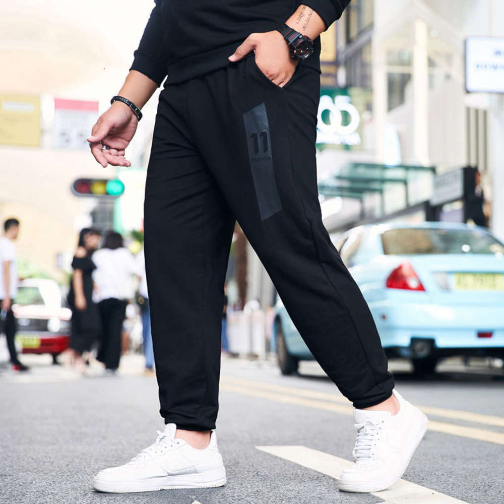 

Fashionable casual plus large loose fat men's high waist sports pants, Blue