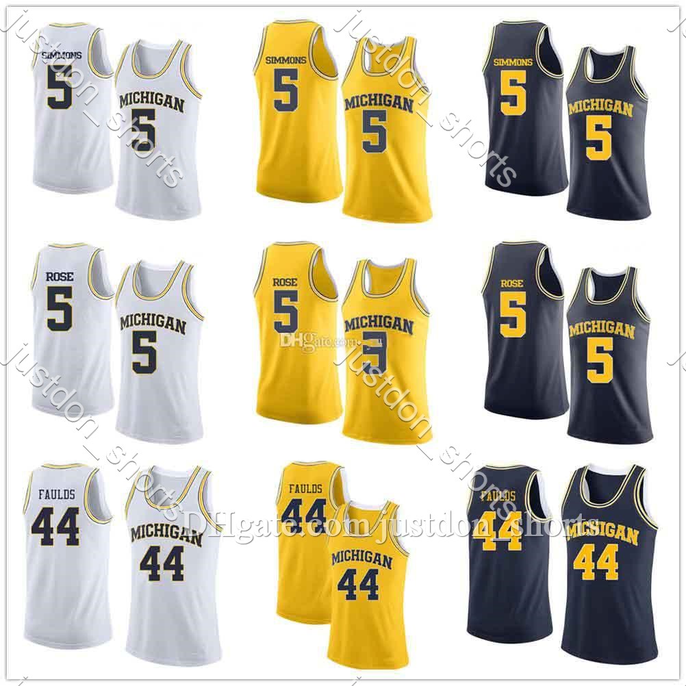 

Michigan Wolverines College Jaaron Simmons Jalen Rose #5 Jaron Faulds #44 Basketball Jerseys Mens Stitched Custom Any Number Name Shirts, As show