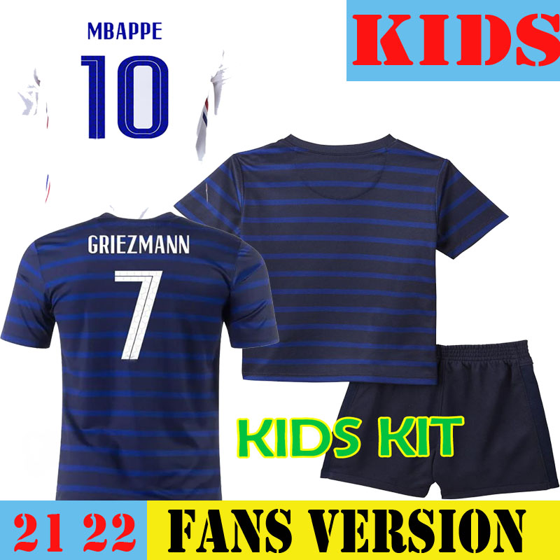 

Kids Kit Maillot France MBAPPE GRIEZMANN Soccer Jersey 2021 Final Cup Player Version Men Women Set 2022 Football Shirt National Team BENZEMA POGBA GIROUD WORLD KANTE, Kids home