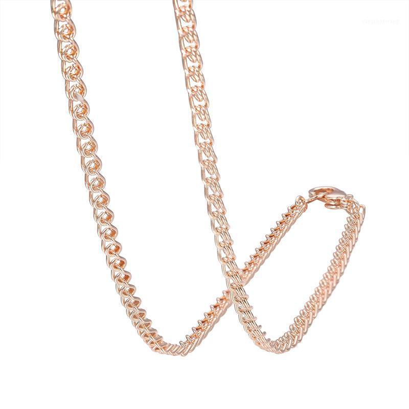 

Chains 3mm 5mm Wide Women Chain Men 585 Rose Gold Color Necklace Snail Jewelry