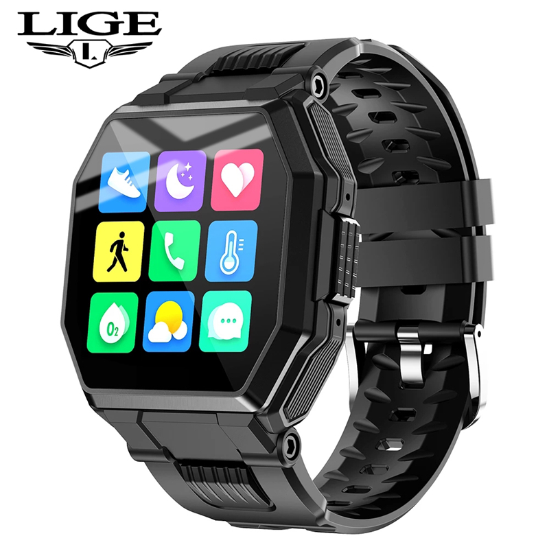 

LIGE 2021 New Full Touch Smart Watch Bluetooth Call Men Sport Fitness Tracker Music Control Blood Pressure Heart Rate Smartwatchg, Black