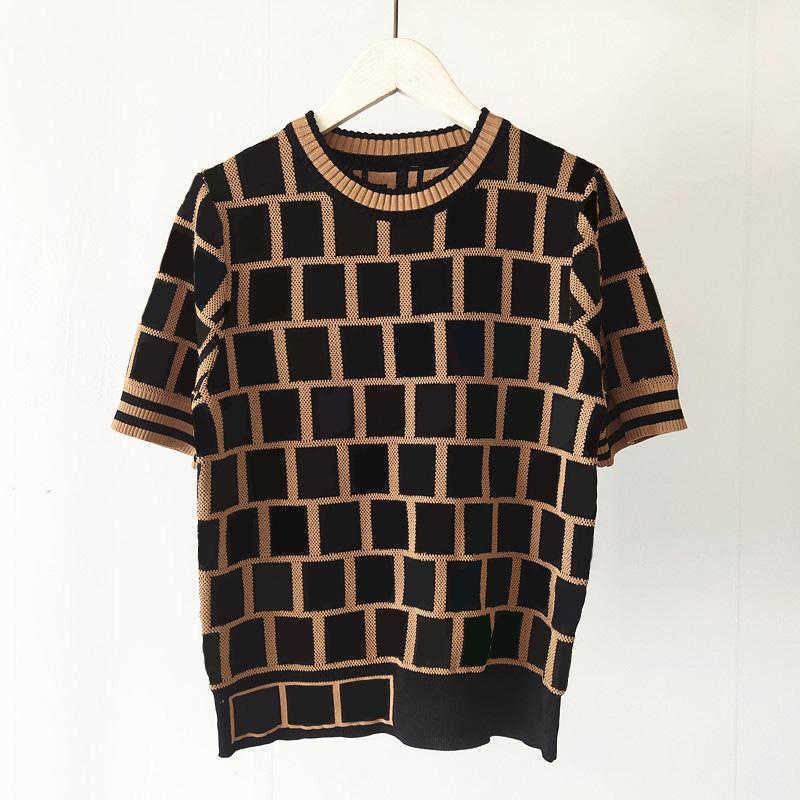 

womens knits designer shirts Ladies tees paris Fashion Classic Letter Pattern Crew Neck Wool Kimono Casual tee, Lightbrown