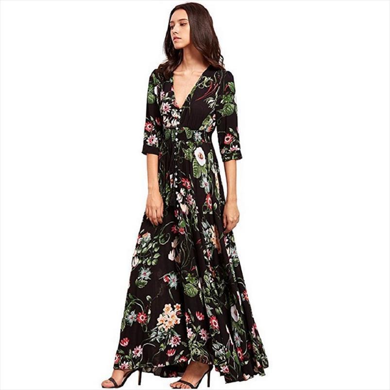 

summer beach maxi dress womens cami v neck cotton short sleeve holiday long floral print boho split party robe femme, White