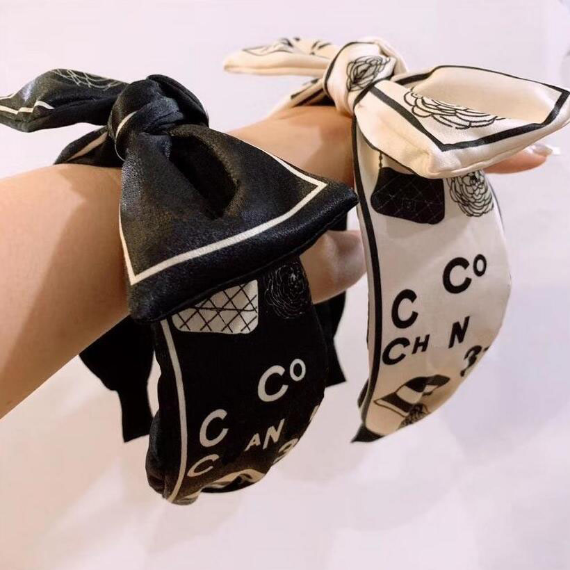

Korean Wide Edge Letters Print Black White Bowknot Headbands Hair Hoop for Women Fashion Cross Knotted Hairbands Cloth Head Wear Headwraps A, Slivery;white