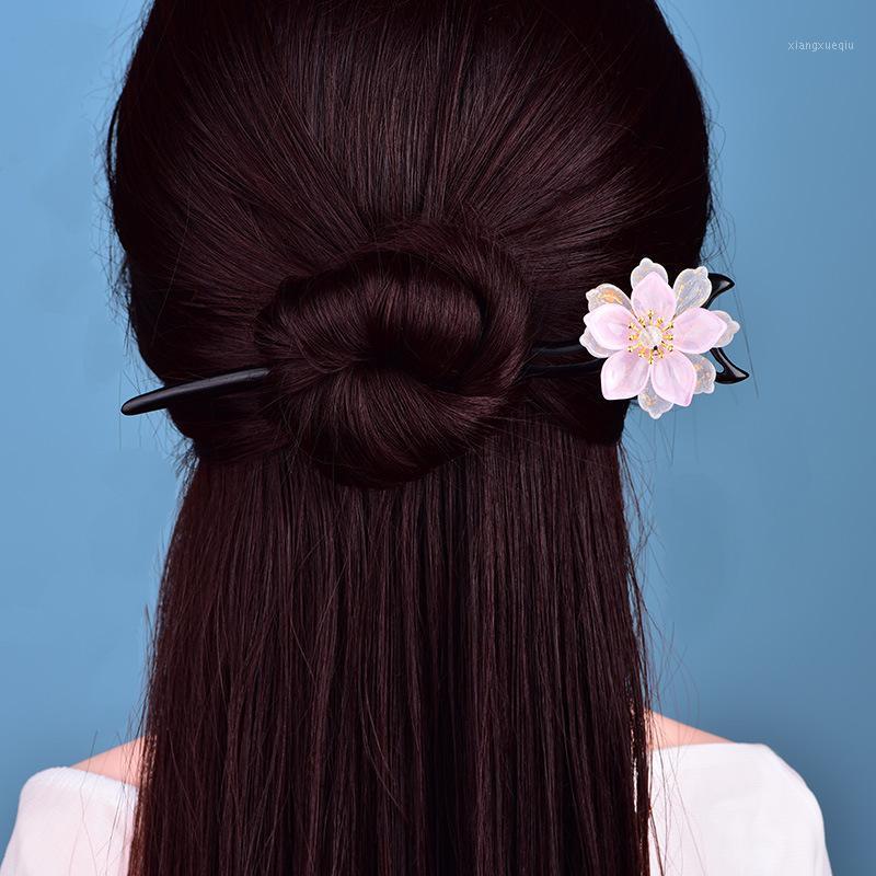 

Elegant Simple Black Sandalwood Hair Stick Classical Temperamental Powder Crystal Flower Jewelry Hanfu Fairy Accessories Clips & Barrettes, Golden;silver