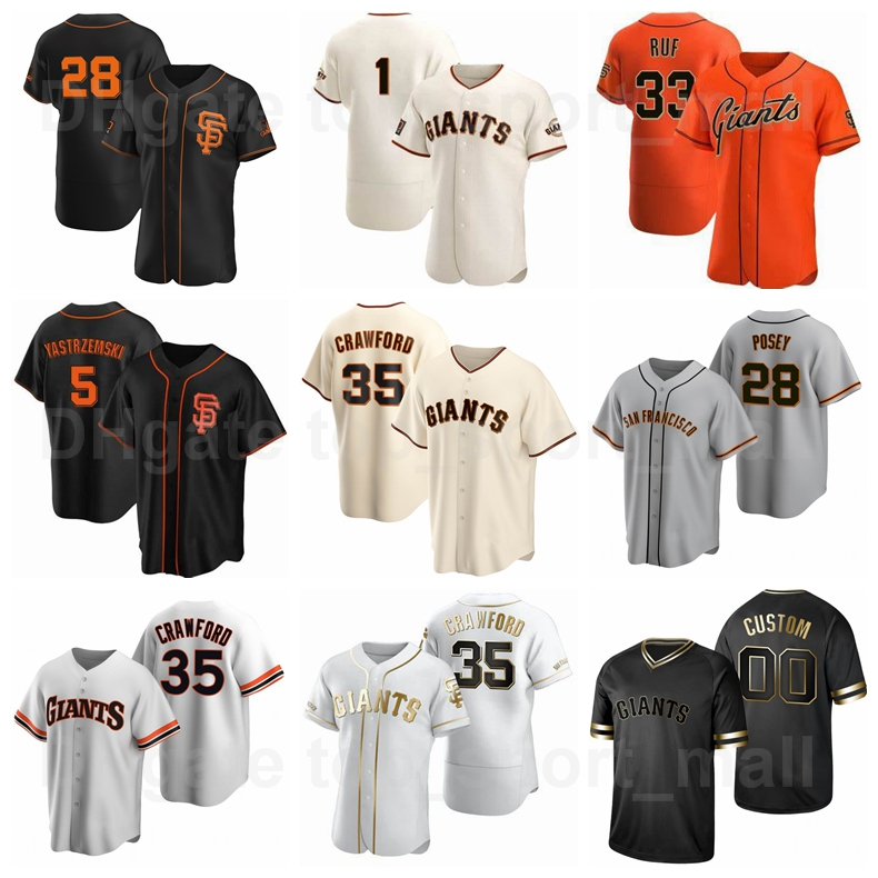 

Baseball 28 Buster Posey Jersey 35 Brandon Crawford 1 Mauricio Dubon 33 Darin Ruf 5 Mike Yastrzemski Team Cooperstown Flexbase Men Kids Women, Men cool base