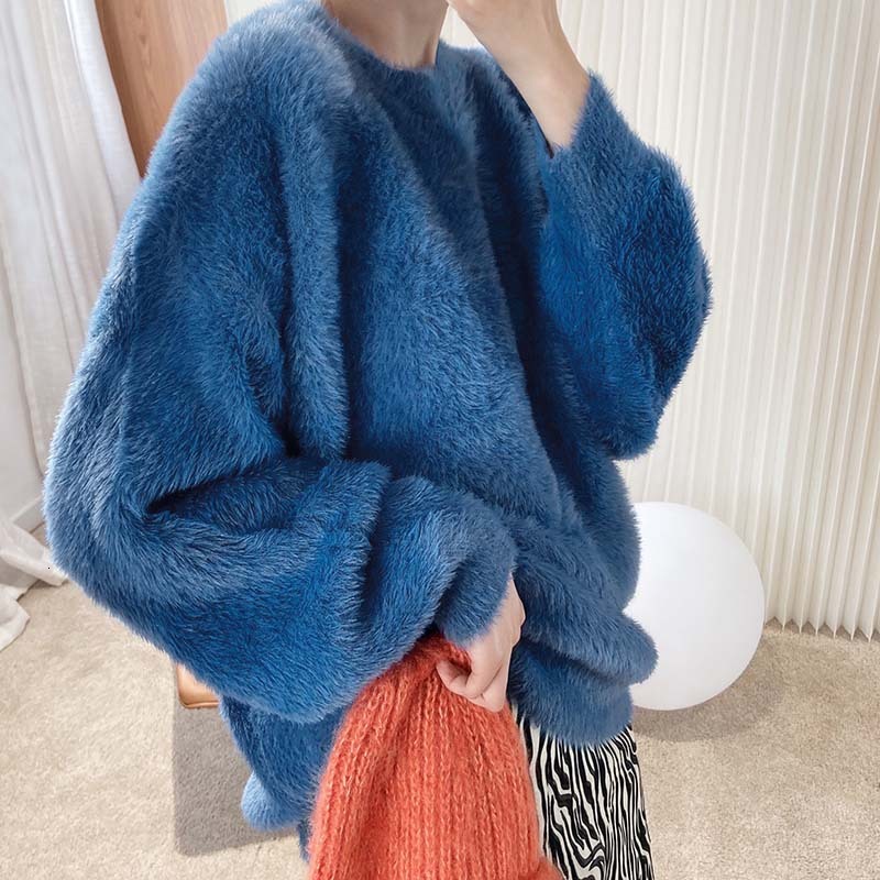 

2021 Spring Blue O-neck Color Pure Woman Oversize Hot Female Hoodies Tops Nxmb, White