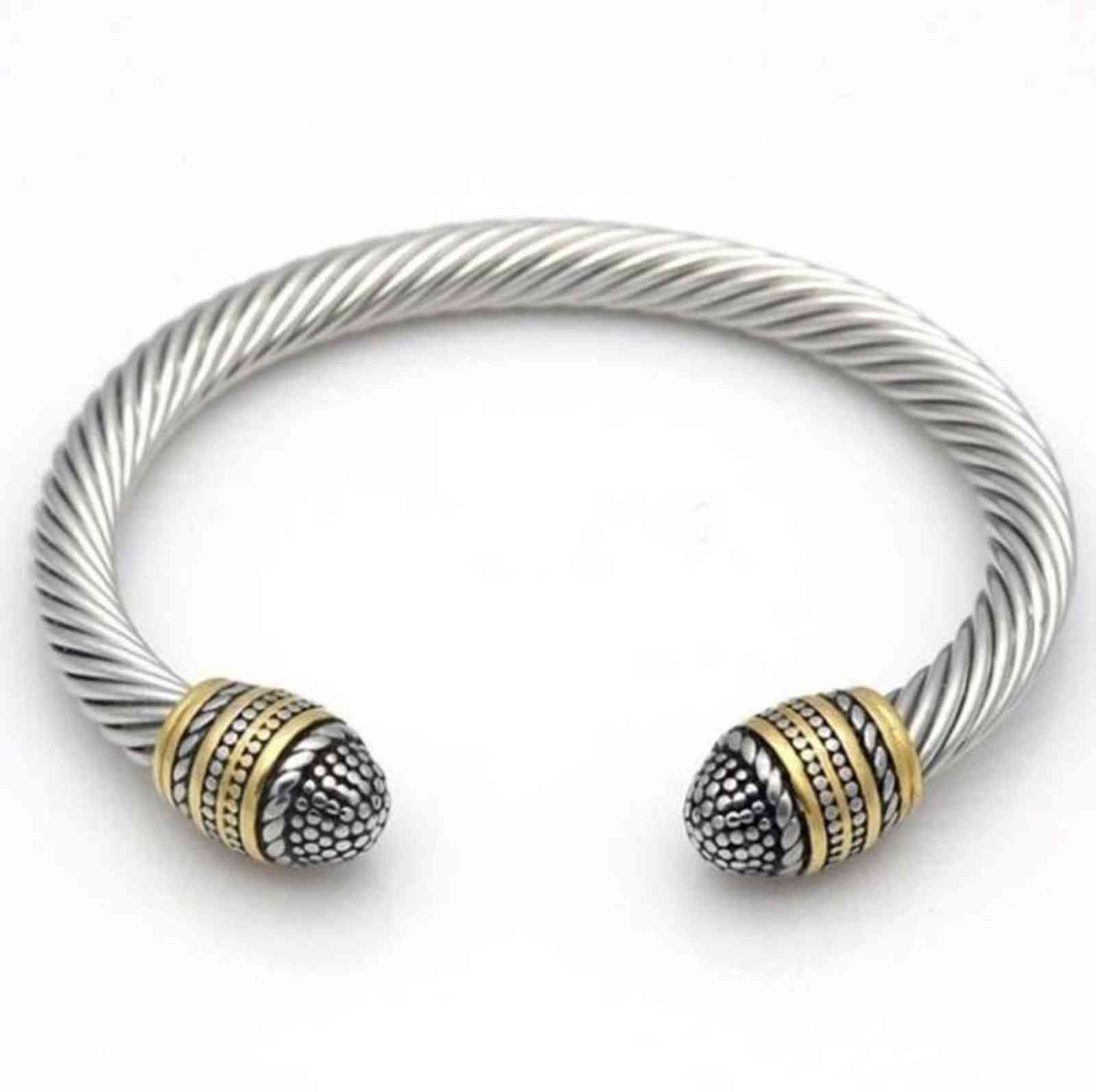 

Fashion Men Women Stainless Steel Twisted Cable Wire Bracelet Bangles Jewelry