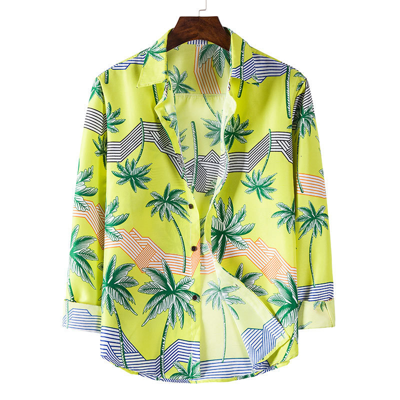 

2021 New Autumn Men Print Long Sleeve Turn-down Collar Fashion Party Holiday Casual Flower Shirt Homme Slim Fit Fancy Shirts Ivtn, White 1