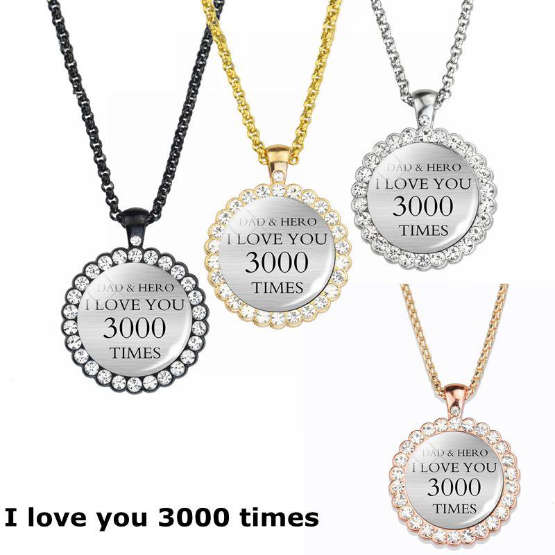 

Pendant Necklaces I Love You 3000 Times Quote Chain Necklace Exquisite Crystal Jewelry Father's Day Gift For Dad And Husband
