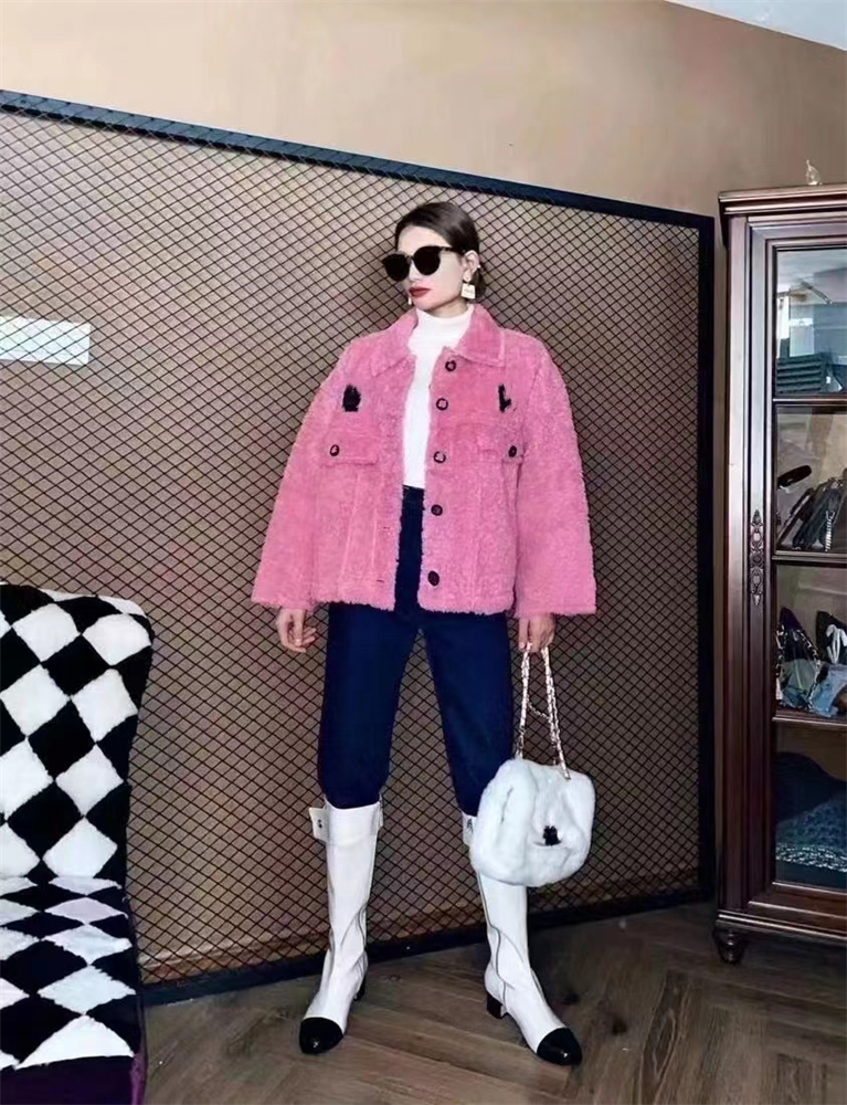 

Sheep wool Jacket 2021 Autumn And Winter Full print Stand-Up Collar Casual Short Jacketss Lamb Velvet Loose Jackets Men Ands Women The Same Style S-2XL, Packing bag