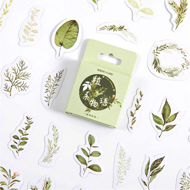 

3Pieces/Lot 45pcs/box Plant Family Leaf Decorative Adhesive Tape Masking Tape For Stickers Scrapbooking DIY Stationery Tape 2016