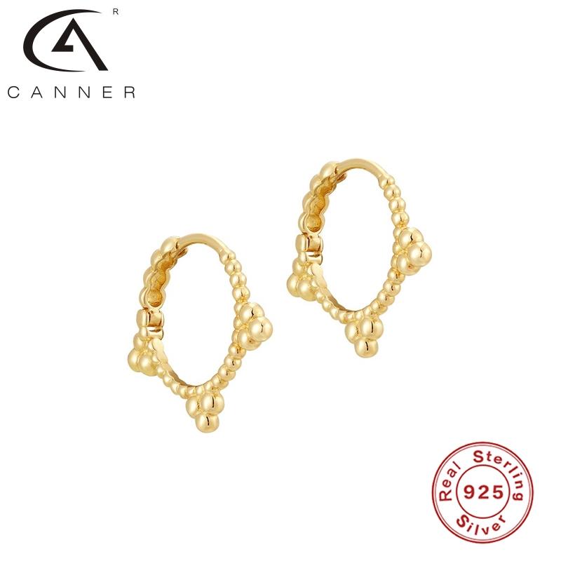 

CANNER Earrings For Women Simple Three Ball Dot 100% Real 925 Sterling Silver Earrings Hoops Korean Fine Jewelry Pendientes