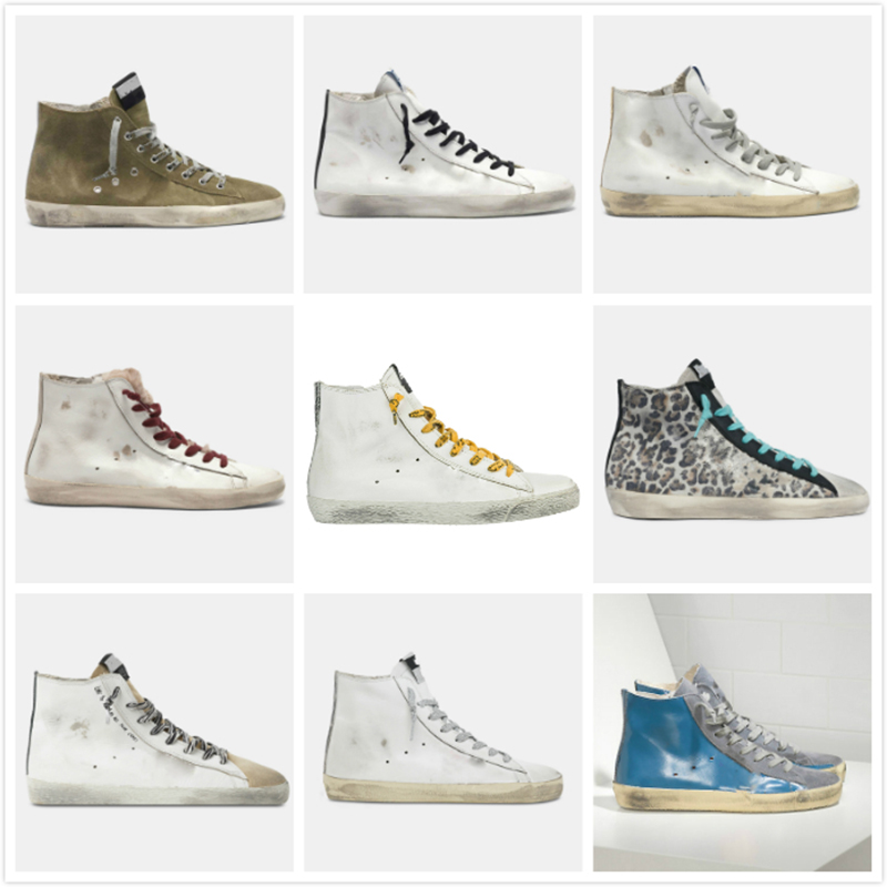 

Golden Francy High top Sneakers Italy Brand Shoe luxury Classic White Do-old Dirty Shoe Gooses Man Women Shoes, Black