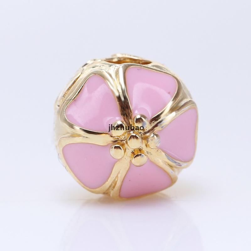 

Cherry Blossom Beads Charms Wholesale S925 Sterling Silver Fits For Pandora Style Charms Bracelets Free Shipping, Bronze;silver