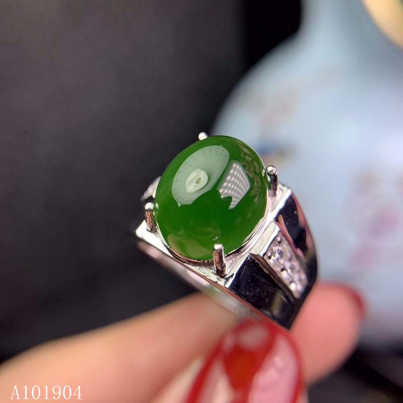

Cluster Rings KJJEAXCMY Boutique Jewelry 925 Sterling Silver Inlaid Natural Hetian Jasper Gem Men's Luxury Ring Support Test, Golden;silver