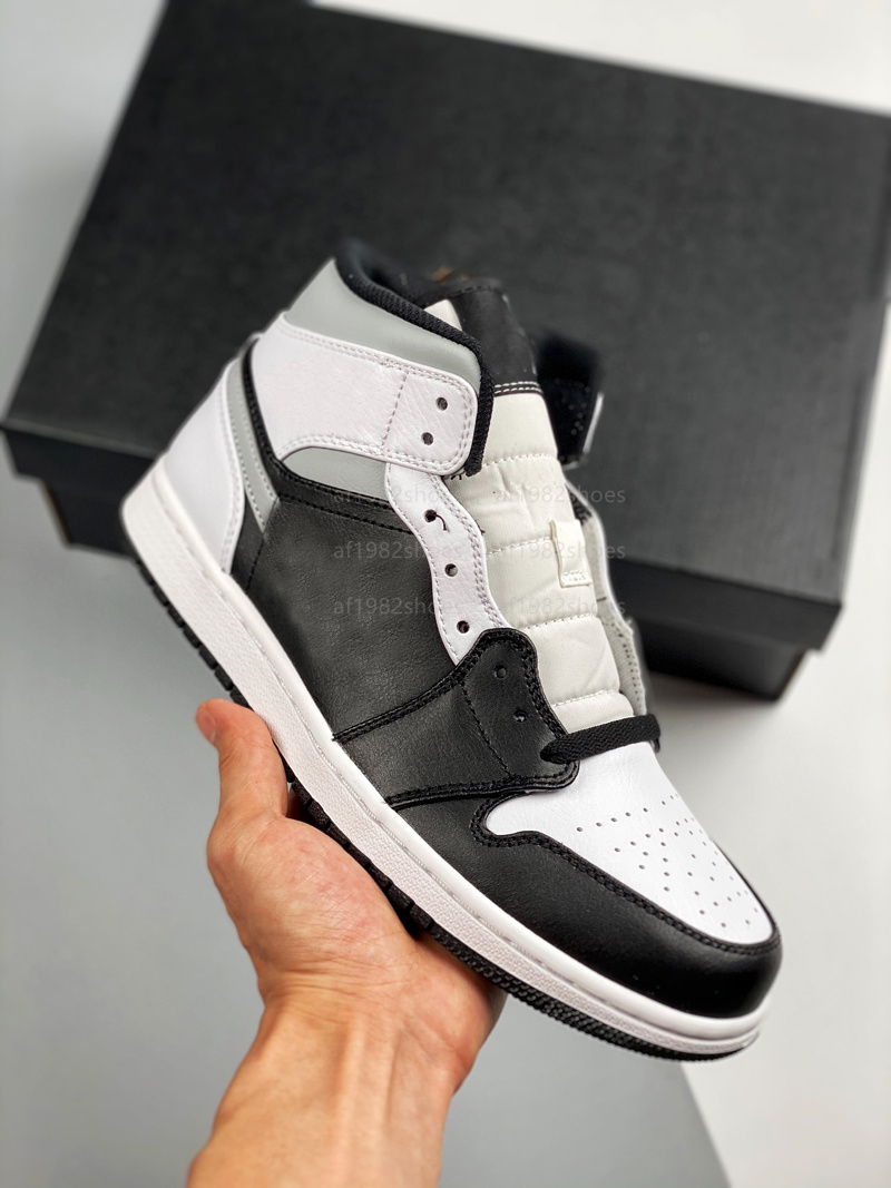 

Mens 1s White Shadow Basketball Shoes Jumpman 1 Mid-top Designer Sneakers Black Laces Outdoor Runners Trainers