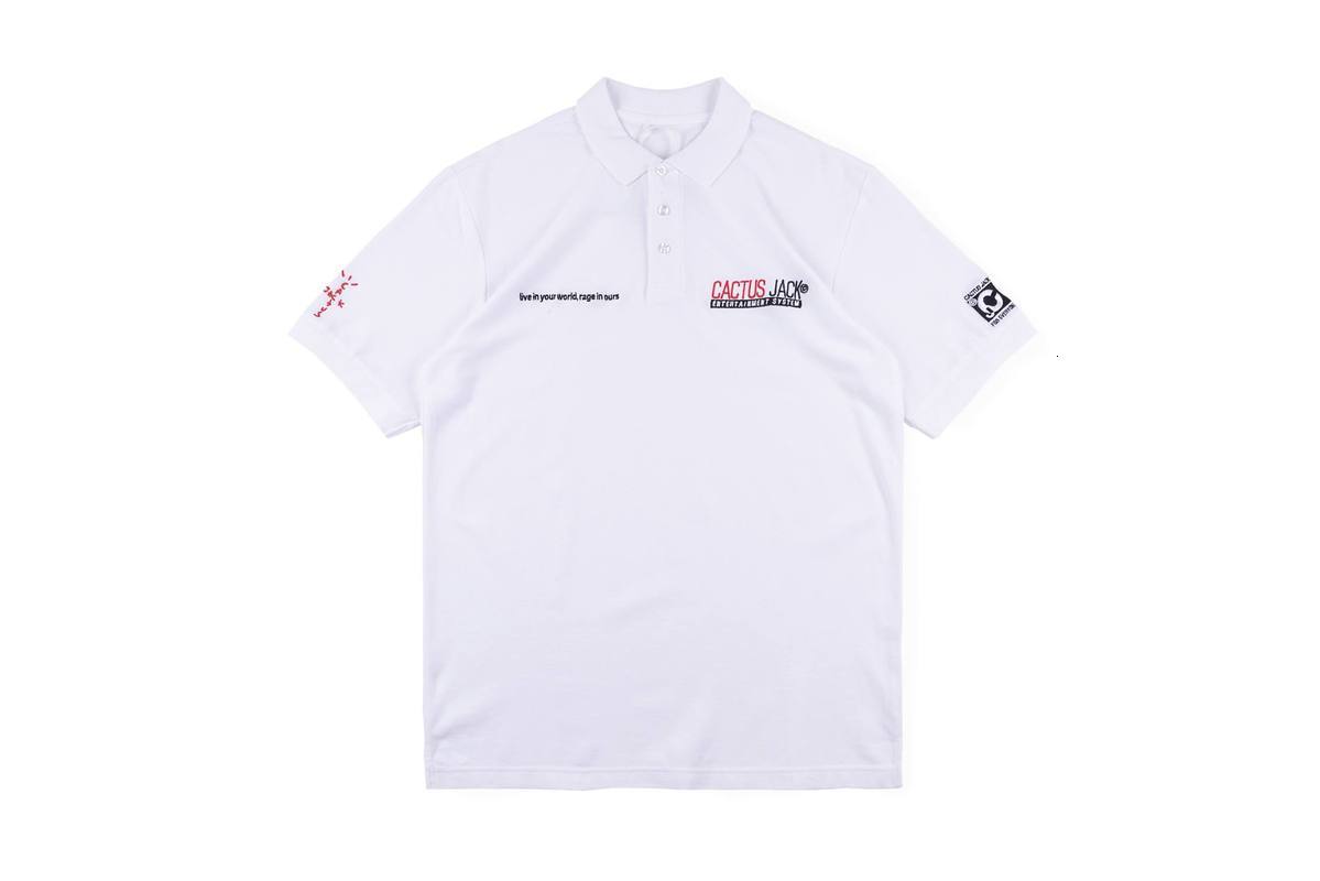 

2021 New Travis Scott Staff Ts Monogrammed Embroidered Top Tee Lapel Polo Sreetwear Hip-hop Astroworld T-shirt Ti16, Black1